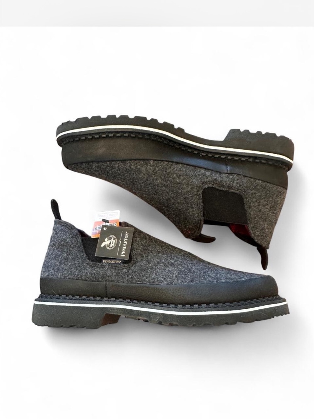 Pendleton x Georgia boot women’s Gray Wool Boots with Black Trim